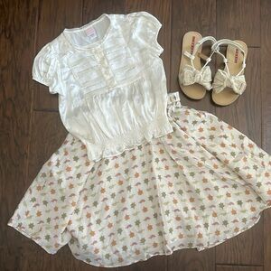 Janie and Jack girls silk embroidered top shirt sz 5t